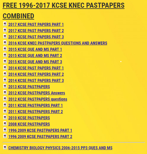 FREE 1996-2017 KCSE KNEC PASTPAPERS COMBINED