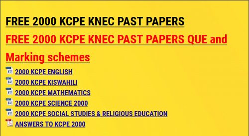 FREE 2000 KCPE KNEC PAST PAPERS - KCSE ONLINE