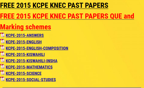 FREE 2015 KCPE KNEC PAST PAPERS - KCSE ONLINE