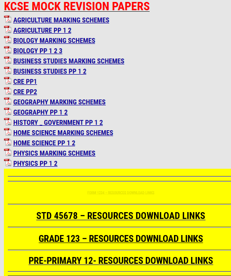 KCSE MOCK REVISION PAPERS   KCSE REVISION 