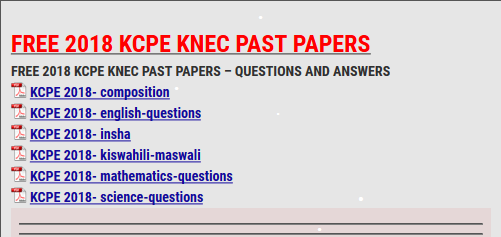 FREE 2018 KCPE KNEC PAST PAPERS - KCSE REVISION