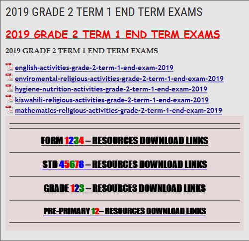 2019 GRADE 2 TERM 1 END TERM EXAMS - KCSE REVISION