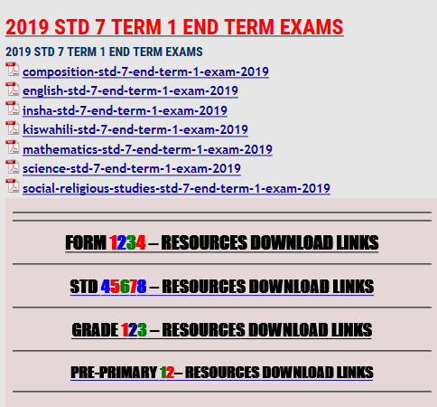 2019 STD 7 TERM 1 END TERM EXAMS - KCSE REVISION