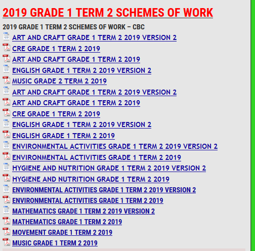 2019 GRADE 1 TERM 2 SCHEMES OF WORK - KCSE REVISION