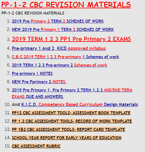 PP1 PP2 CBC REVISION MATERIALS » KCSE REVISION