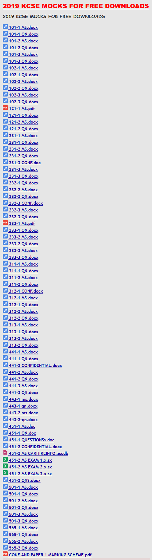 2019 kcse mocks for free downloads KCSE REVISION 2019 kcse mocks for free downloads KCSE REVISION