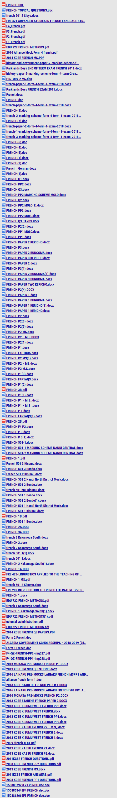 FRENCH KCSE PAST PAPERS PDF