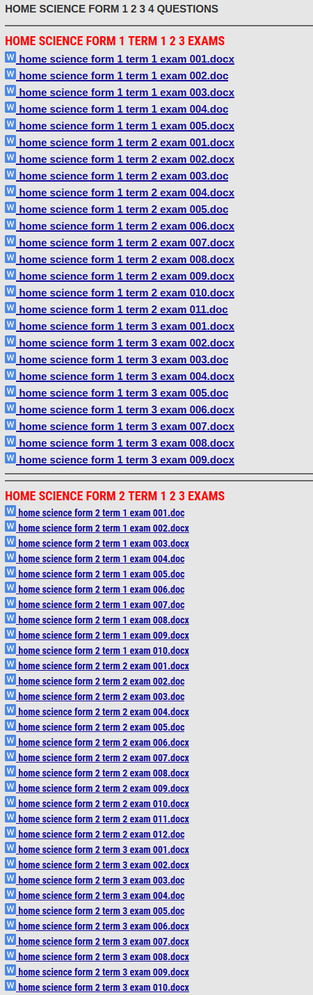 KCSE HOME SCIENCE PAST PAPERS