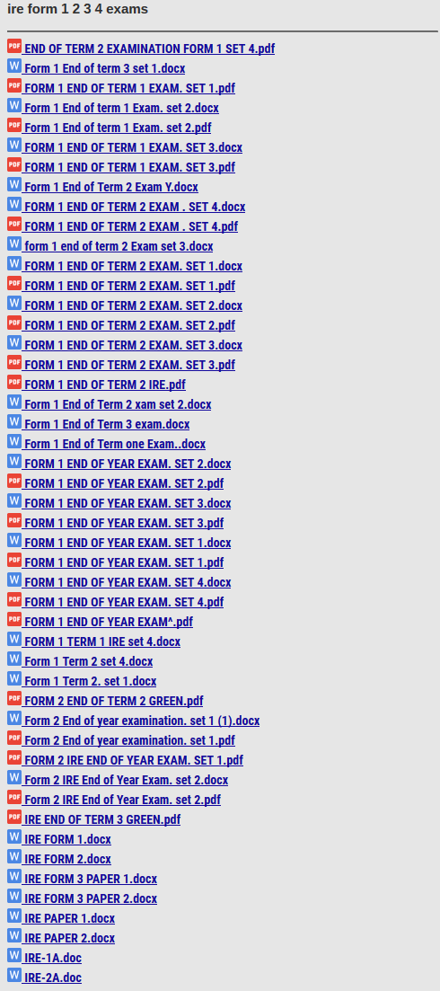 ire form 1 2 3 4 exams
