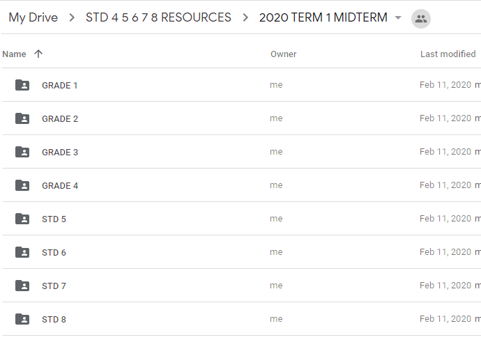 2020 STD 5 6 7 8 MID TERM EXAMS