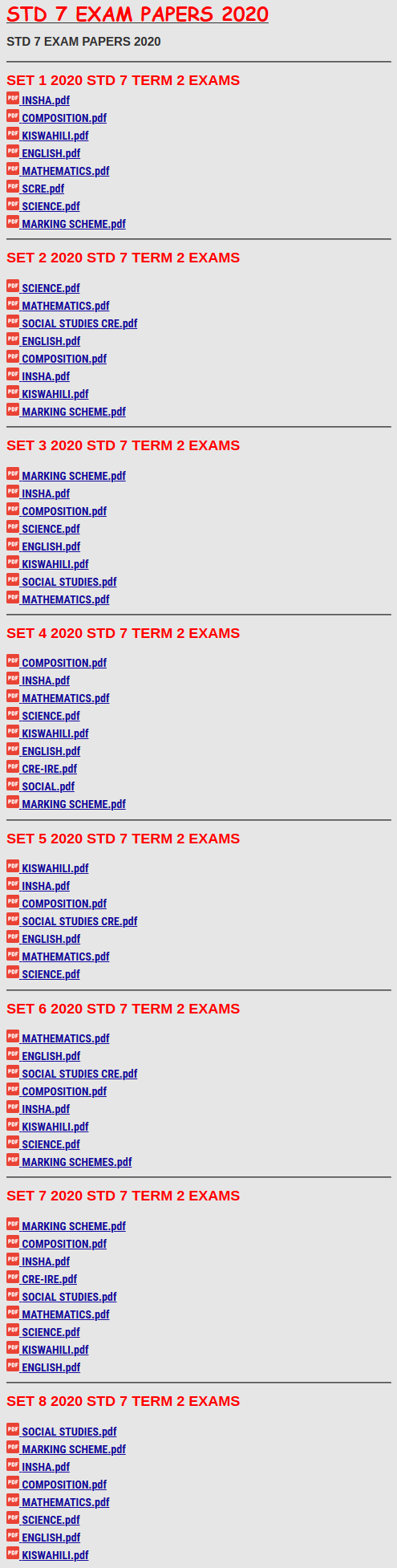 std 7 exam papers 2020 » KCSE REVISION