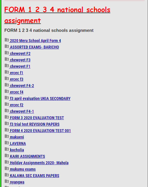 baricho high school assignment form 2