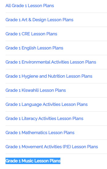 Grade 1 Hygiene and Nutrition Lesson Plans » KCSE REVISION