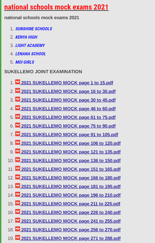 2022 KCSE COUNTY MOCK PAST PAPERS » KCSE REVISION