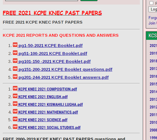 KCPE KNEC 2021 REPORTS AND ANSWERS » KCSE REVISION