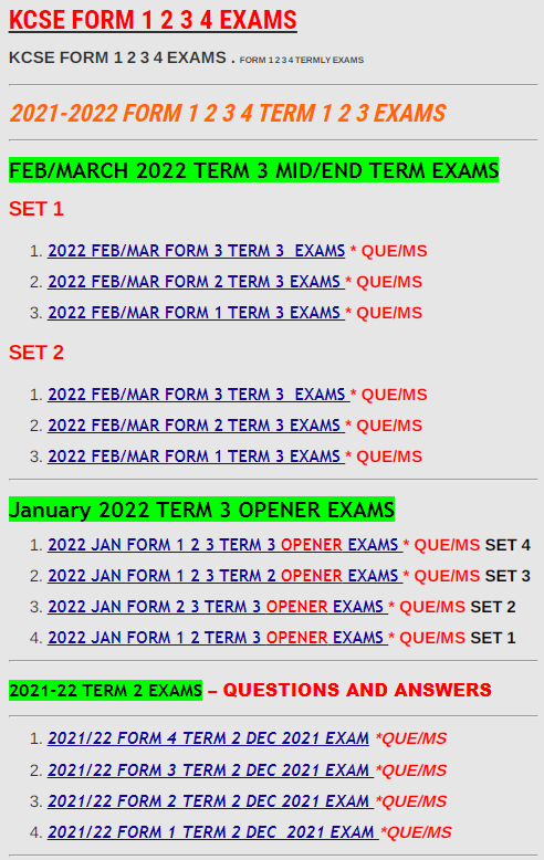computer studies form 1 termly exams » KCSE REVISION
