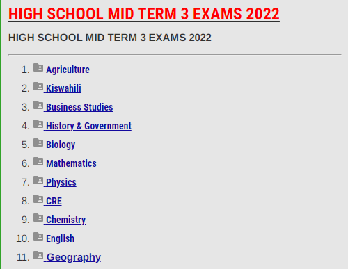 2022 HIGH SCHOOL MID TERM 3 EXAMS » KCSE REVISION